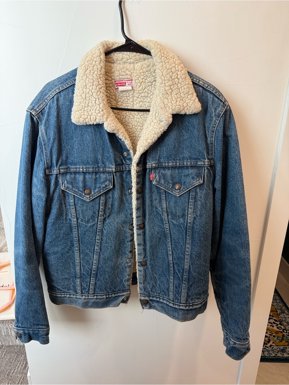Levi's Blue Denim Jacket with Cream Sherpa Collar